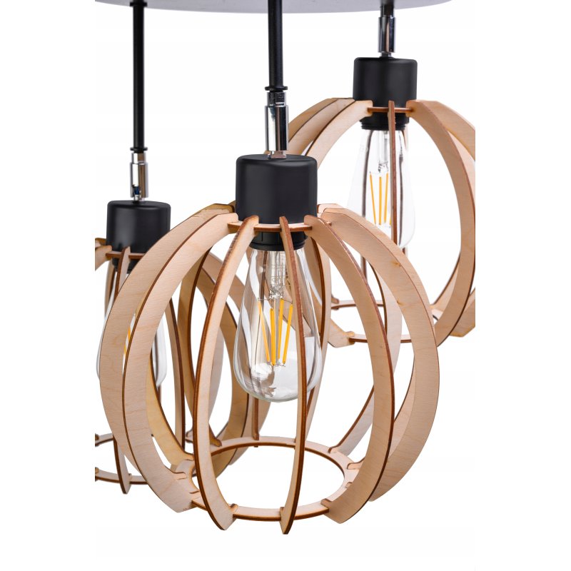 LAMPA plafon ruchomy żyrandol sufitowa KULA Drewno