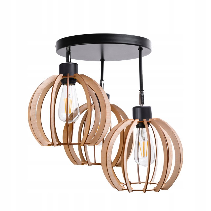 LAMPA plafon ruchomy żyrandol sufitowa KULA Drewno