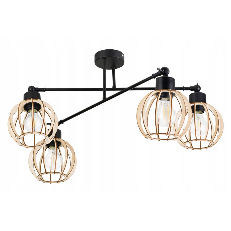 LAMPA sufitowa żyrandol regulowany LOFT drewno 4
