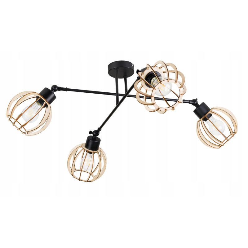 LAMPA sufitowa żyrandol regulowany LOFT drewno 4