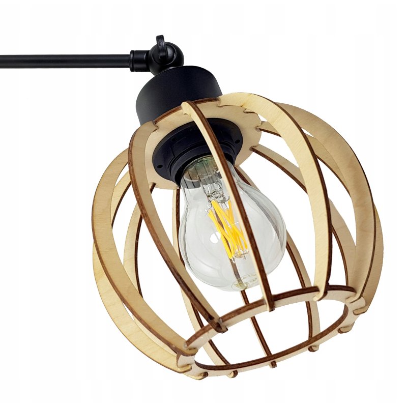 LAMPA sufitowa żyrandol regulowany LOFT drewno 4