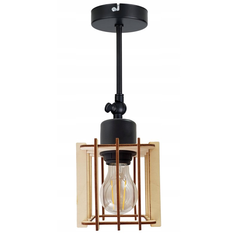 LAMPA żyrandol regulowany loft sufit KOSTKA Drewno