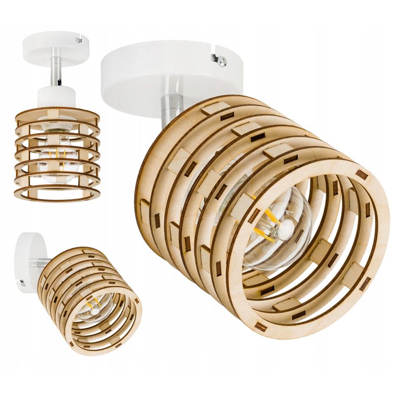 LAMPA KINKIET żyrandol ruch loft SPRĘŻYNA Drewno