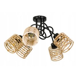 Lampa SUFITOWA żyrandol WISZĄCA LOFT drewno na E27