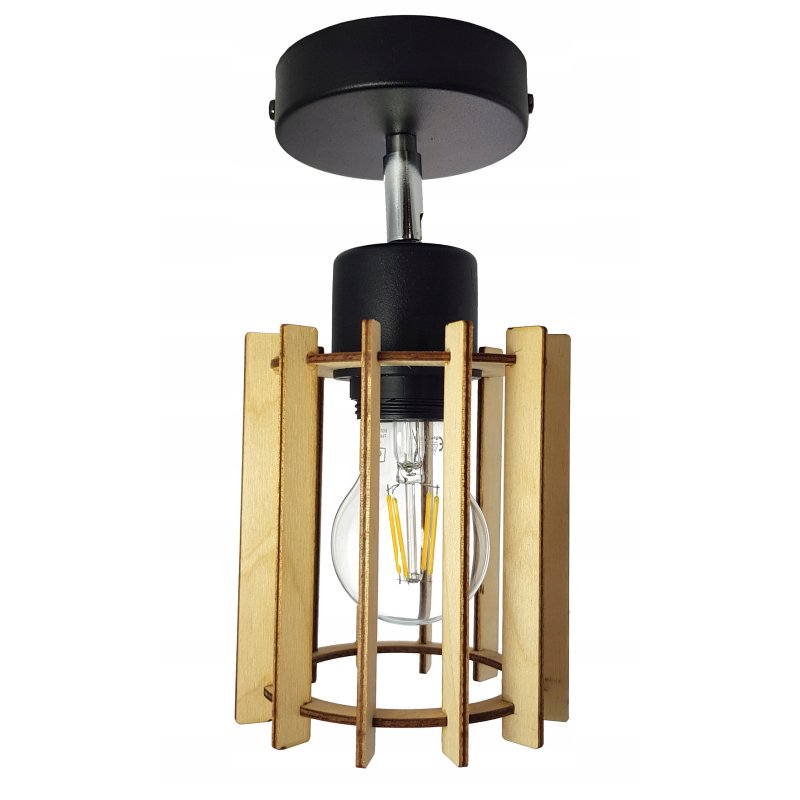 LAMPA żyrandol regulowany loft sufit WALEC Drewno