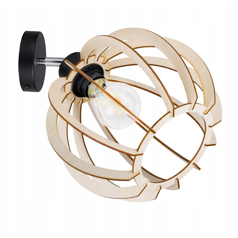 LAMPA wisząca żyrandol ruchomy loft KULA drewno 1