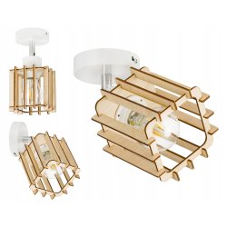 LAMPA KINKIET E27 żyrandol ruch loft drewno KOSTKA