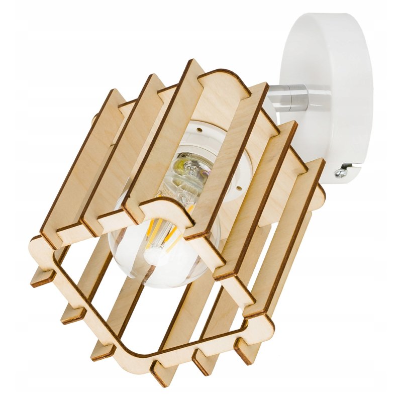 LAMPA KINKIET E27 żyrandol ruch loft drewno KOSTKA