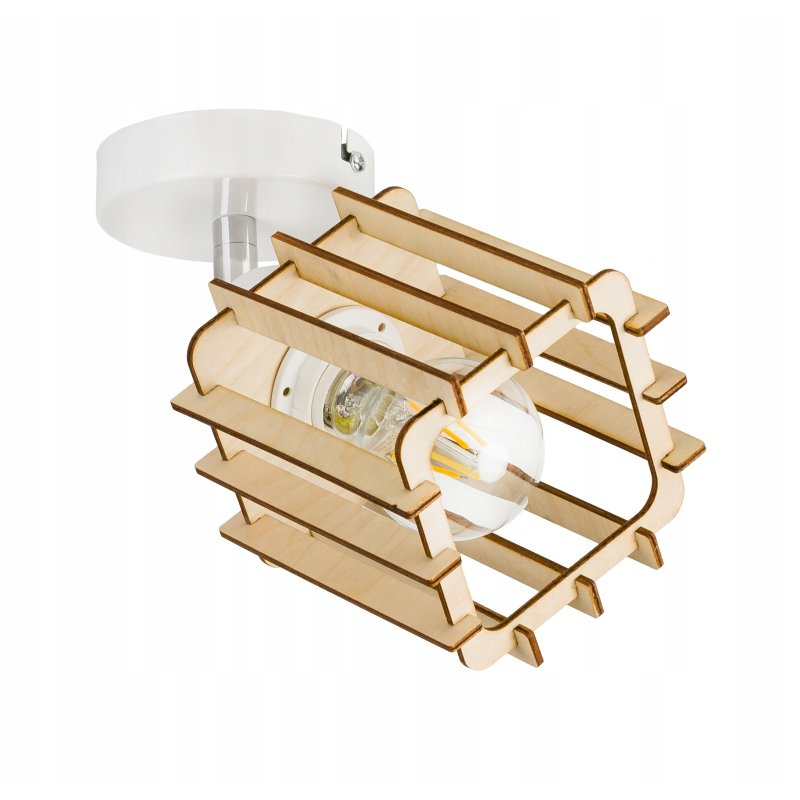 LAMPA KINKIET E27 żyrandol ruch loft drewno KOSTKA