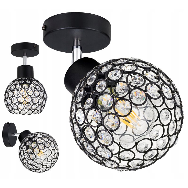 LAMPA KINKIET żyrandol ruchomy LOFT Klosz KRYSZTAŁ