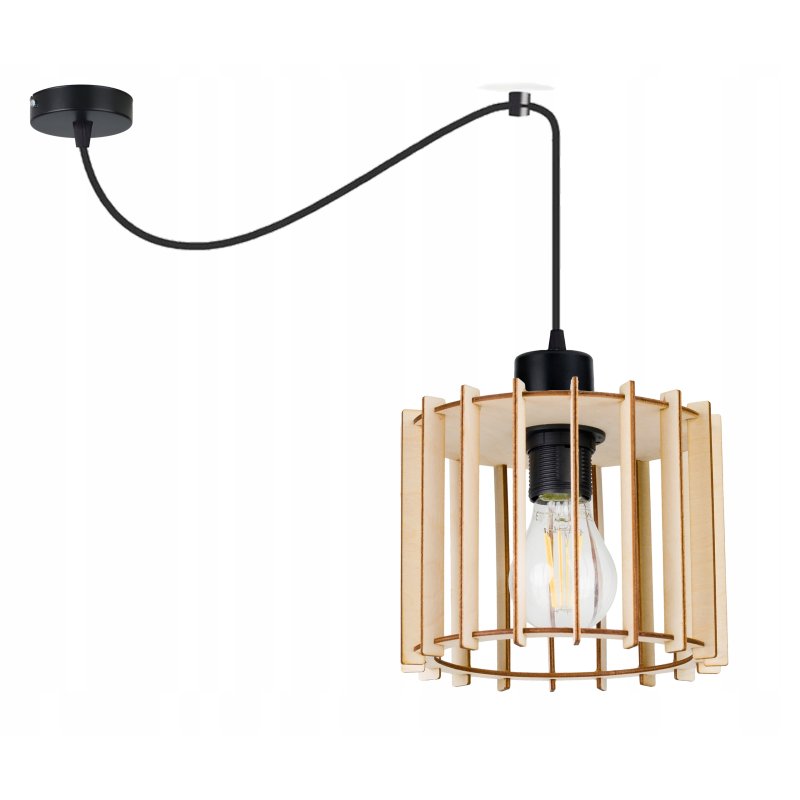 LAMPA sufitowa wisząca ZWIS Loft E27 PAJĄK Drewno