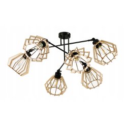 LAMPA sufitowa żyrandol regulowany LOFT drewno 6