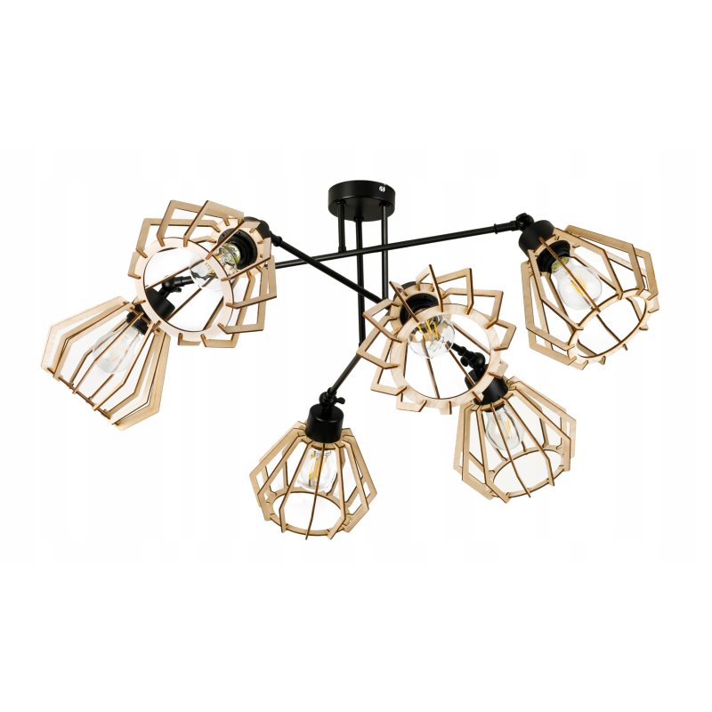 LAMPA sufitowa żyrandol regulowany LOFT drewno 6
