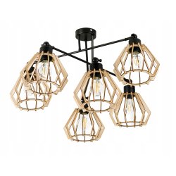 LAMPA sufitowa żyrandol regulowany LOFT drewno 6