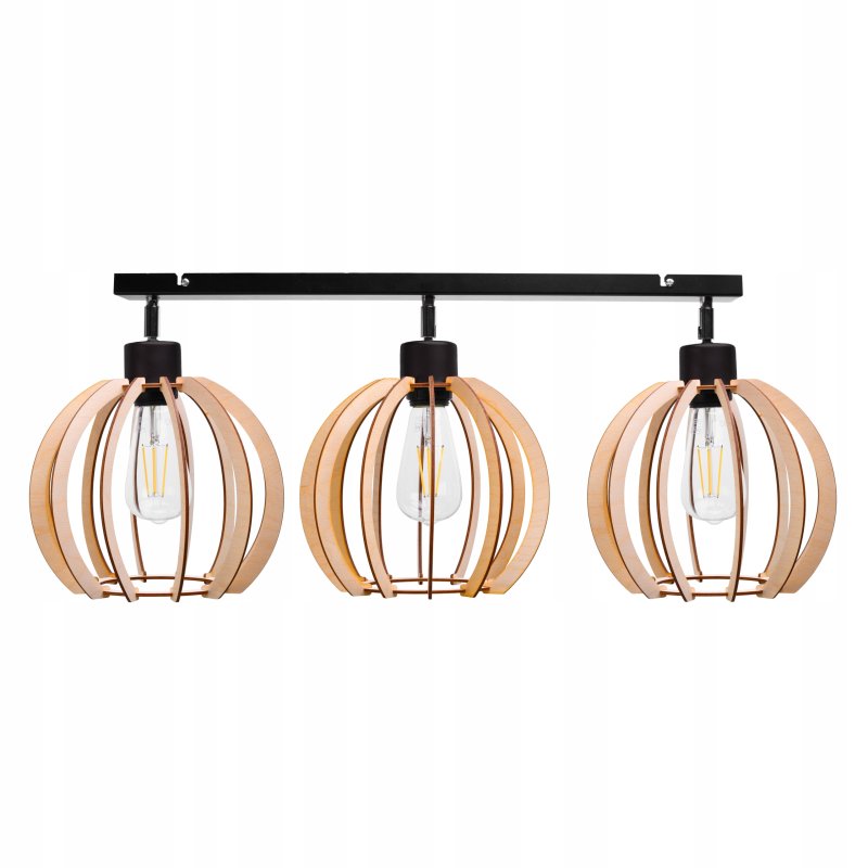 LAMPA plafon ruchomy żyrandol sufiowa KULA Drewno