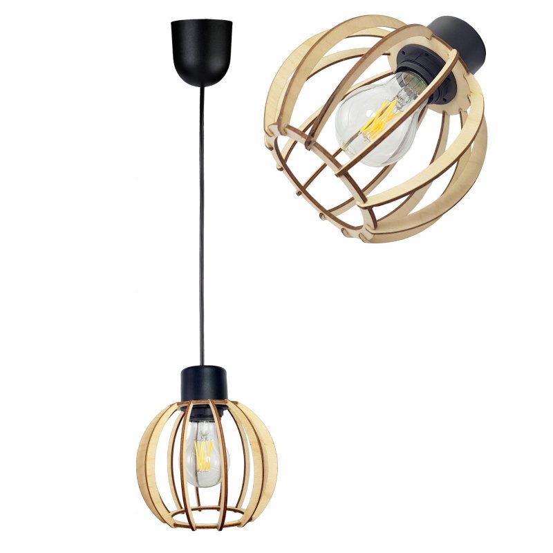 LAMPA WISZĄCA ZWIS żyrandol sufitowa LOFT Drewno 1