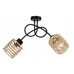 Lampa SUFITOWA żyrandol WISZĄCA LOFT drewno na E27