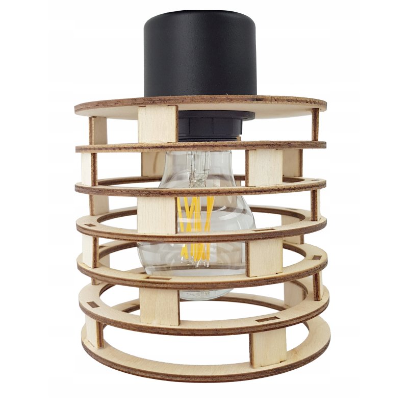 Lampa SUFITOWA żyrandol WISZĄCA LOFT drewno na E27