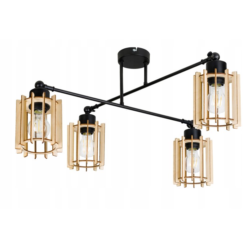 LAMPA sufitowa żyrandol regulowany LOFT drewno 4