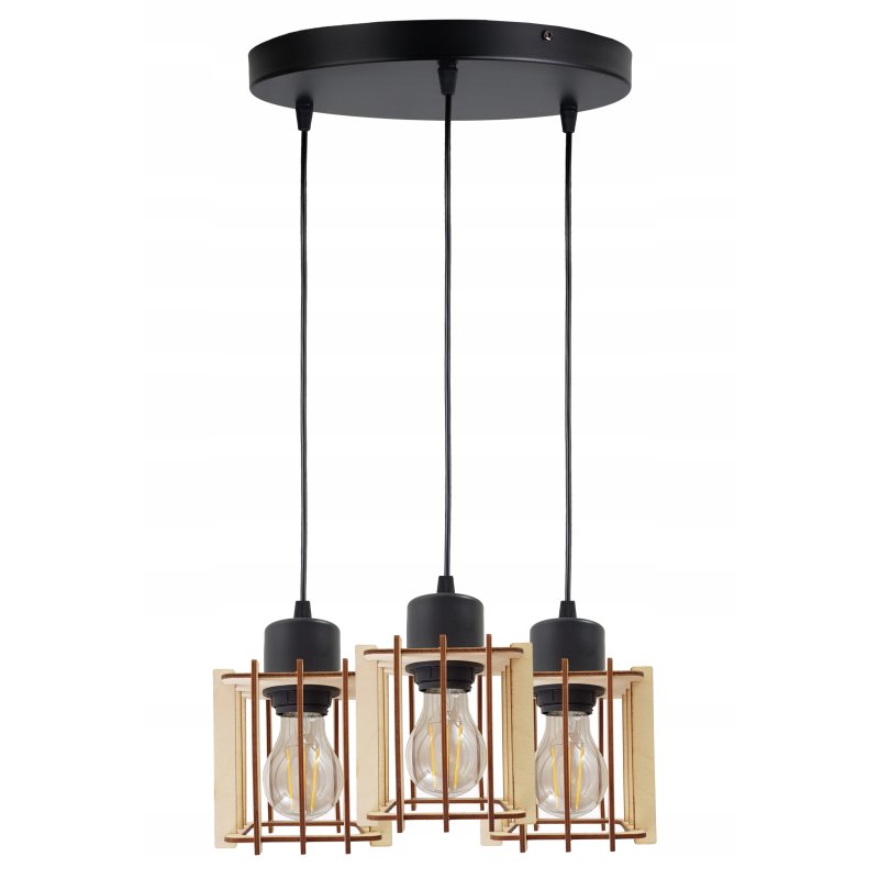LAMPA WISZĄCA ZWIS żyrandol sufitowa LOFT Drewno 3