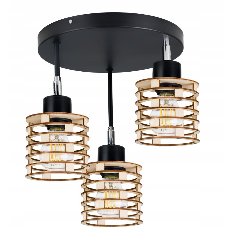 LAMPA PLAFON żyrandol ruch sufit SPRĘŻYNA Drewno