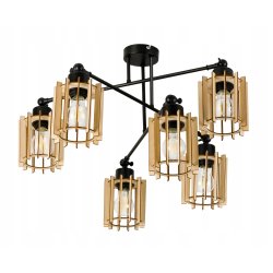 LAMPA sufitowa żyrandol regulowany LOFT drewno 6