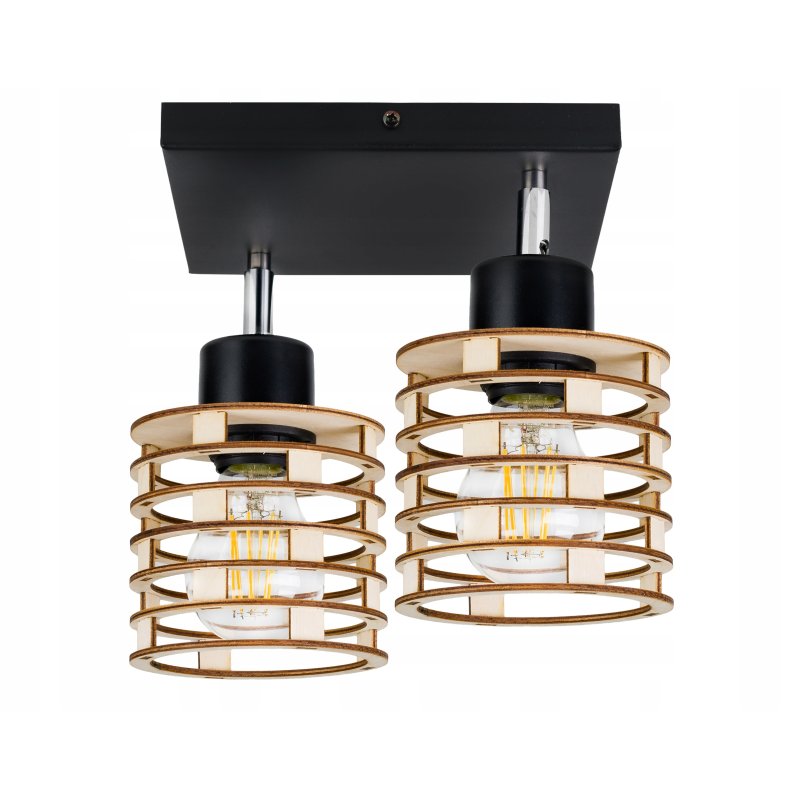 LAMPA PLAFON żyrandol ruch sufit SPRĘŻYNA Drewno