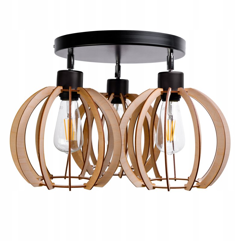 LAMPA plafon ruchomy żyrandol sufitowa KULA Drewno