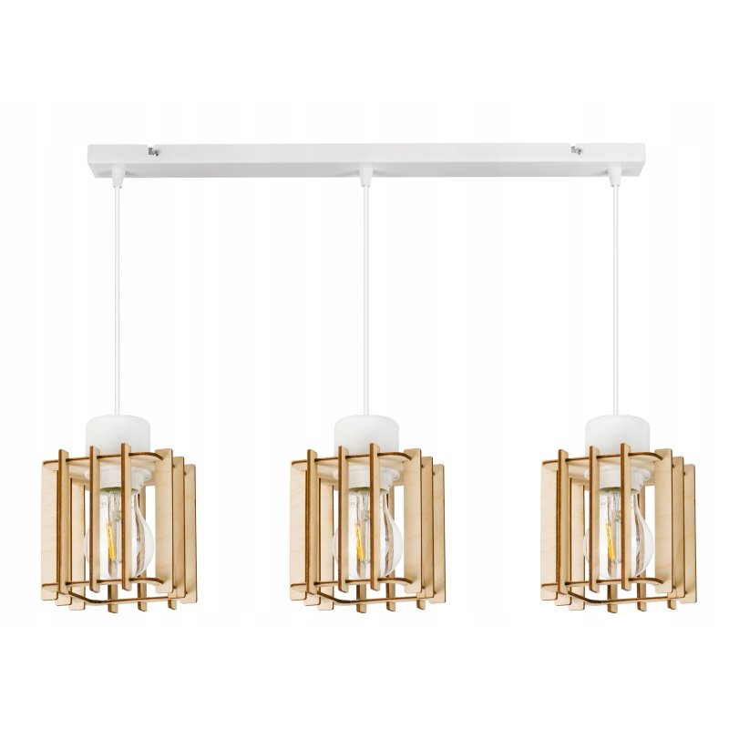 LAMPA WISZĄCA zwis żyrandol sufit DREWNO KOSTKA 3