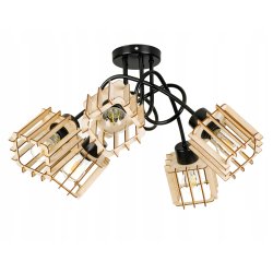 Lampa SUFITOWA żyrandol WISZĄCA LOFT drewno na E27