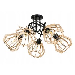 Lampa SUFITOWA żyrandol WISZĄCA LOFT plafon Drewno