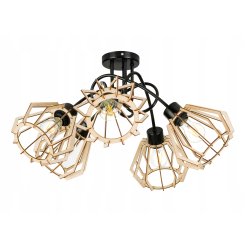 Lampa SUFITOWA żyrandol WISZĄCA LOFT plafon Drewno