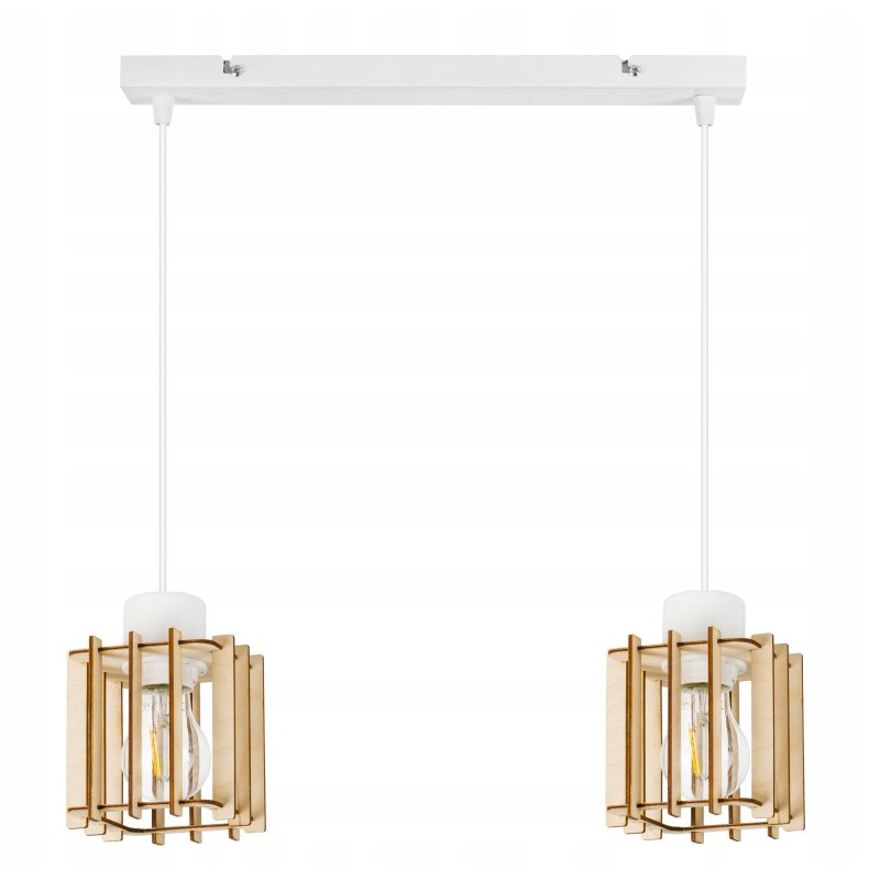 LAMPA WISZĄCA zwis żyrandol sufit DREWNO KOSTKA 2