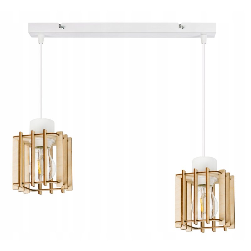 LAMPA WISZĄCA zwis żyrandol sufit DREWNO KOSTKA 2