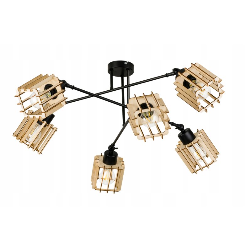 LAMPA sufitowa żyrandol regulowany LOFT drewno 6
