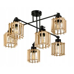 LAMPA sufitowa żyrandol regulowany LOFT drewno 6