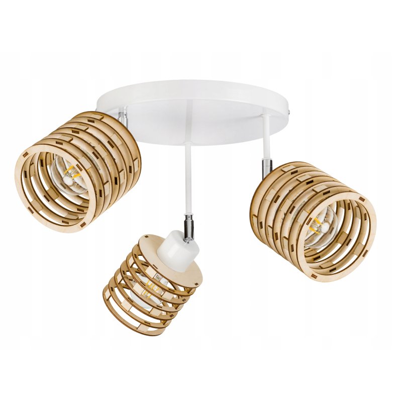 LAMPA PLAFON żyrandol ruch sufit SPRĘŻYNA Drewno 3