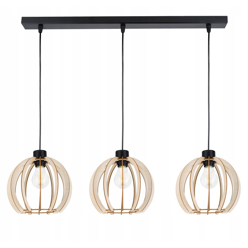 LAMPA WISZĄCA ZWIS żyrandol sufitowa KULA Drewno 3