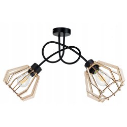 Lampa SUFITOWA żyrandol WISZĄCA LOFT drewno na E27