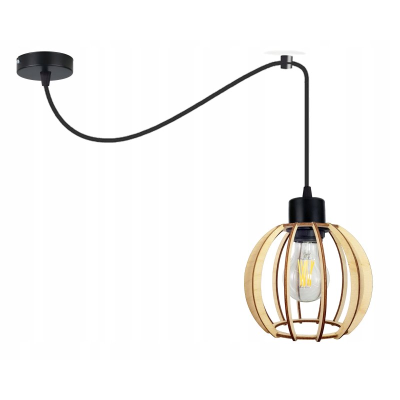 LAMPA sufitowa wisząca ZWIS Loft E27 PAJĄK Drewno