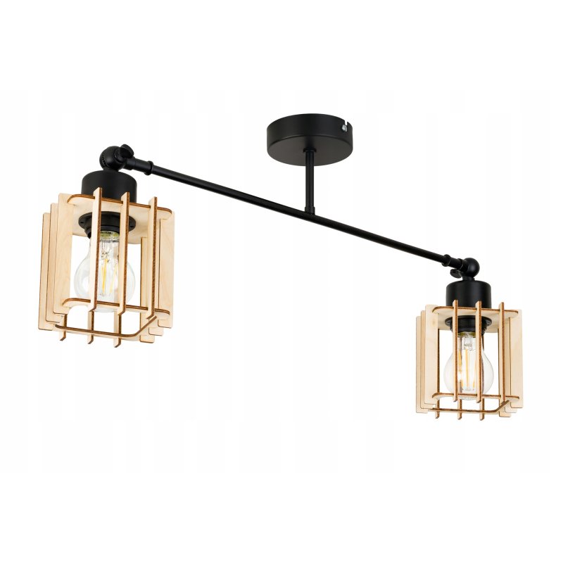 LAMPA sufitowa żyrandol regulowany LOFT E27 Drewno
