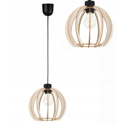 LAMPA WISZĄCA ZWIS żyrandol sufitowa KULA Drewno 1