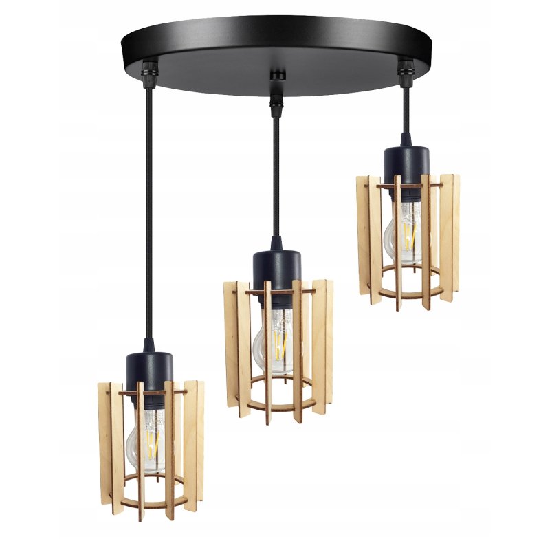 LAMPA WISZĄCA ZWIS żyrandol sufitowa LOFT Drewno 3