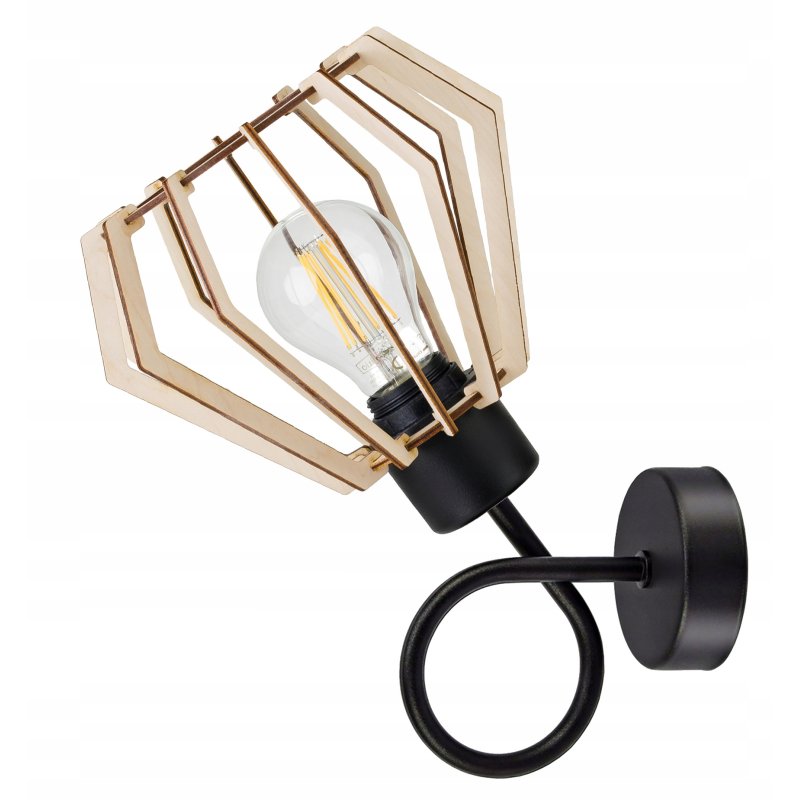 LAMPA KINKIET ścienny stały loft PLAFON Drewno
