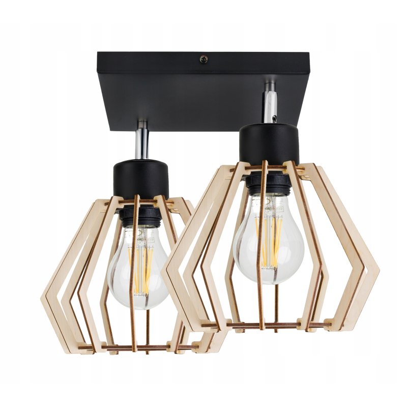 LAMPA PLAFON żyrandol E27 sufitowa BRYLANT Drewno