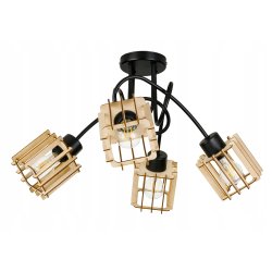 Lampa SUFITOWA żyrandol WISZĄCA LOFT drewno na E27