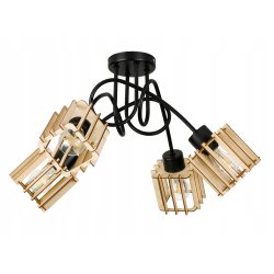 Lampa SUFITOWA żyrandol WISZĄCA LOFT drewno na E27