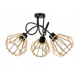 Lampa SUFITOWA żyrandol WISZĄCA LOFT plafon Drewno
