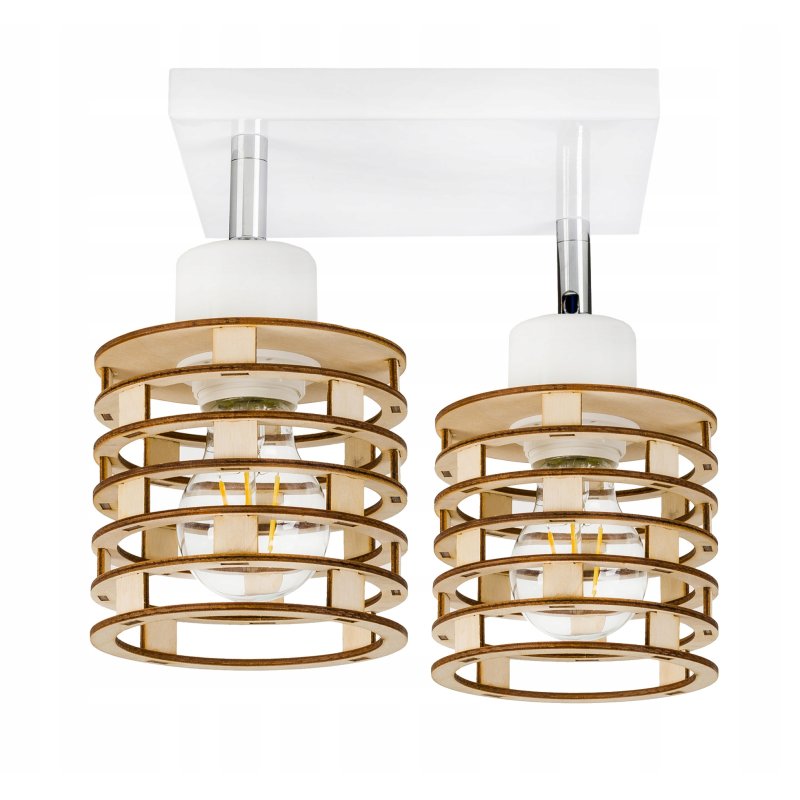 LAMPA PLAFON żyrandol ruch sufit SPRĘŻYNA Drewno 2