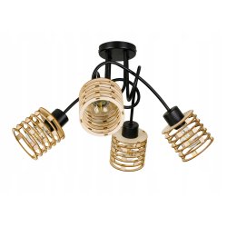 Lampa SUFITOWA żyrandol WISZĄCA LOFT drewno na E27